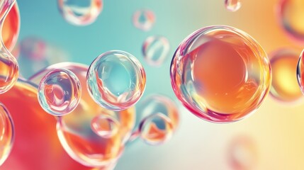 Poster - Colorful bubbles floating against a soft gradient background, creating a dreamy atmosphere.
