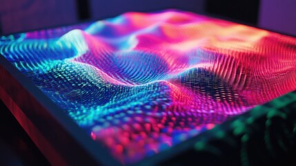 Poster - Colorful abstract waves with vibrant light patterns.
