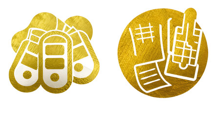 Poster - Abstract Golden Icons Representing Music and Creative Process for Digital Design