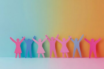 Wall Mural - Colorful Paper People Teamwork Illustration1