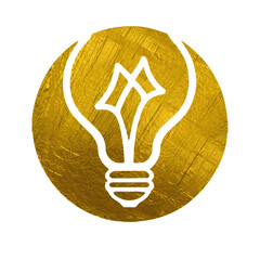 Poster - Gold Light Bulb Symbol on Circular Background for Creative Inspiration and Ideas