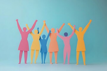 Wall Mural - Pastel People Celebrating Success Together