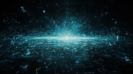 Poster - digital data stream expanding across infinite cyberspace