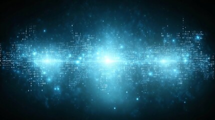 Poster - digital data stream, binary code galaxy, abstract technology background