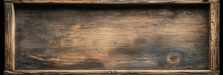 Poster - A rustic wooden frame featuring a textured, weathered surface, ideal for showcasing artwork or photos.