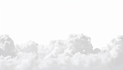Poster - Serene Cumulus Clouds Rising Against a Minimalistic White Sky. Perfect for Meditation, Design Projects, Nature Wallpapers, and Peaceful Themes Showcasing the Beauty of Cloud Formations