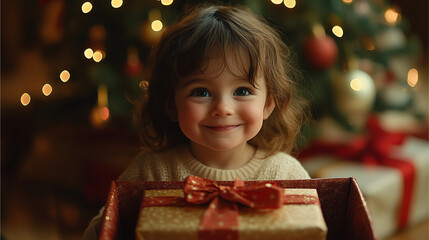 Wall Mural - a  kid is happy after receiving a gift