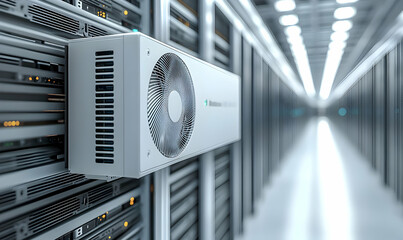 Poster - A data center with servers and cooling systems for efficient technology management.