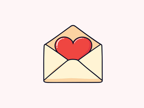 Illustration of an Envelope Featuring a Heart Symbol for Romantic Messages