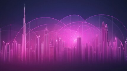 Poster - Futuristic Cityscape Network Digital Skyline