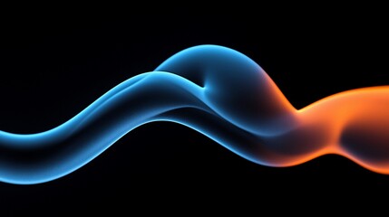 Poster - Abstract blue and orange wave on black background.