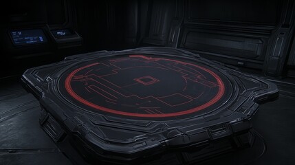 Poster - Futuristic Control Panel Interface Design in Dark Room
