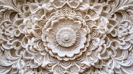 Poster - Intricate floral relief sculpture showcasing detailed craftsmanship and design.