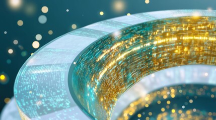 Poster - futuristic data stream circular digital flow of information