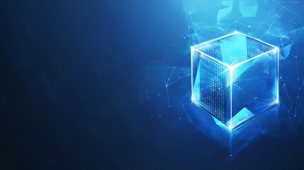 Poster - futuristic data cube digital innovation and technology
