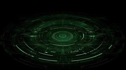 Poster - Futuristic Green Digital Interface HUD Technology Circle