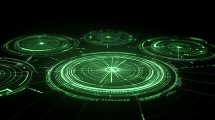 Poster - Futuristic Green Digital Interface Technology HUD Overlay