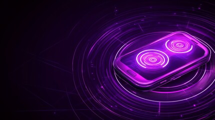 Poster - Futuristic Smartphone with Neon Dual Camera Interface