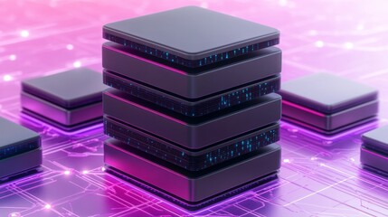 Poster - Futuristic Server Stack Digital Data Center Technology