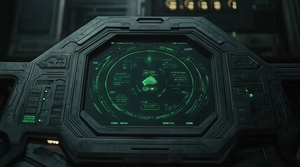 Poster - Futuristic Spaceship Control Panel Interface Display