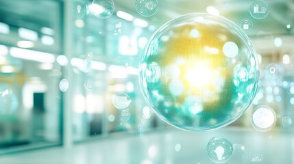 Poster - Futuristic Technology Bubble in Modern Office Setting