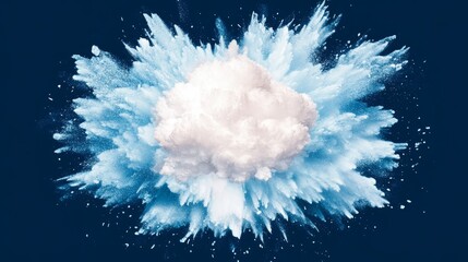 Poster - Abstract Design of White Powder Explosion on Dark Background Creating Artistic Visual Impact and Aesthetic Appeal