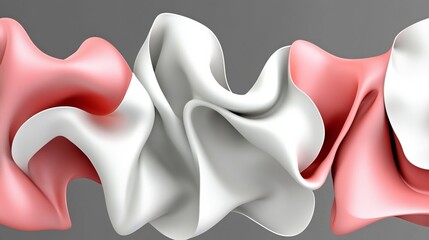 Poster - Abstract Illustration of Smooth Red and White Waves Flowing Gracefully Against a Dark Background