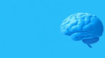 Poster - Stunning Blue Brain Illustration in Space with Ray Effects for Creative Designs and Educational Purposes