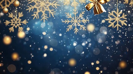 Poster - Beautiful Christmas Background with Golden Snowflakes, Bokeh Lights, and Festive Decorations for Holiday Design