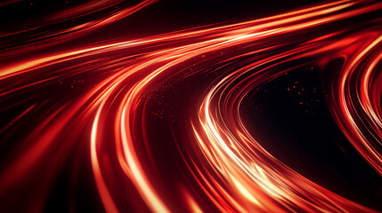 Poster - Flowing red light patterns created by movement and light effects at night. 