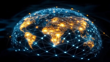 Poster - Global Network Connection Illuminating Earth