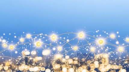 Poster - Global Network Connection, Illuminated Nodes and City Lights
