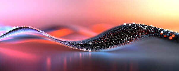 Poster - abstract hexagon pattern on a dark surface with glowing light and bokeh. technological background co