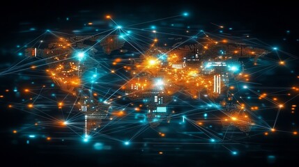 Aufkleber - global network connectivity a digital world map (1)
