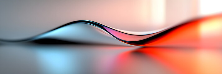 Poster - Abstract wave of orange and teal color representing fluid dynamic energy and design or technology movement. Smooth shape illustration with curved line.