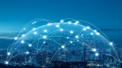 Poster - Global Network Connectivity Over Illuminated Cityscape