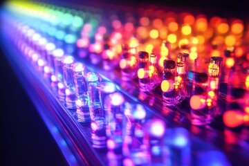 Colorful illuminated transparent tubes, vibrant lights.