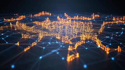 Poster - Global Network Data Visualization Orange and Blue Nodes