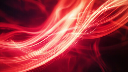 Poster - Abstract red light trails create an energetic flow in glowing patterns. 