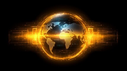 Poster - Global Network Digital Interface World Map