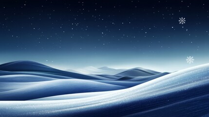 Poster - Serene Winter Landscape Illustration Framed with Delicate Snowflakes and Frosty Patterns in a Tranquil Setting
