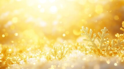 Poster - Golden Snowflakes Illustration on a Sparkling Background with a Decorative Border for Holiday and Winter Themes