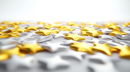 Poster - Golden and White Stars Spread Across a Shimmering Surface in Elegant Space Illustration
