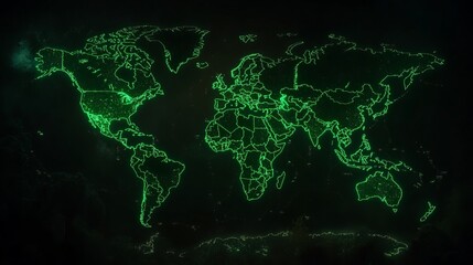 Aufkleber - global network illuminated green world map