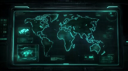 Aufkleber - global surveillance system digital world map interface