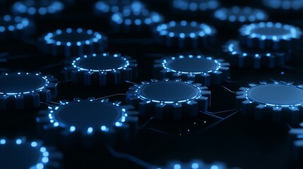Poster - Glowing Cogwheels Interconnected Network of Technology