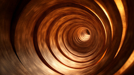 Poster - Swirling patterns of light and shadow in a wooden tunnel structure. 