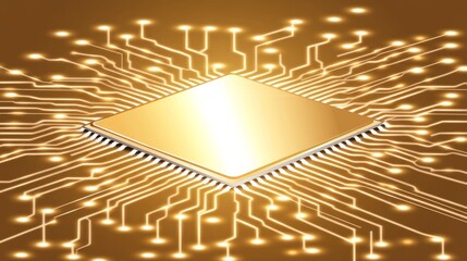 Poster - Golden Microchip Circuit Board Technology Design