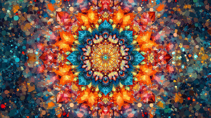 Poster - Colorful geometric pattern displaying vibrant hues and intricate design. 