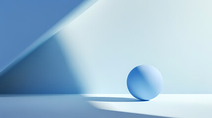 Wall Mural - A translucent blue sphere casting a soft shadow on a light background, ideal for abstract and minimalistic designs. Shadowed. Illustration